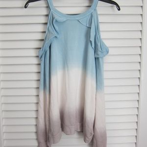 Vintage Havana Ombre Ruffle Cold Shoulder Sweater sz S